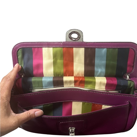 Coach Willis EUC Legacy City Colorblock Magenta Leather Satchel Crossbody - Picture 9 of 14